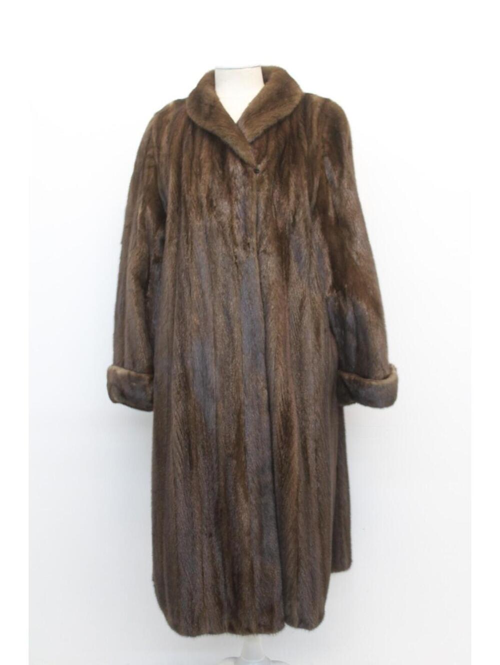 EXCELLENT GRAY / BROWN FEMALE MINK FUR COAT JACKET WOMEN WOMAN SIZE 12-14 XL